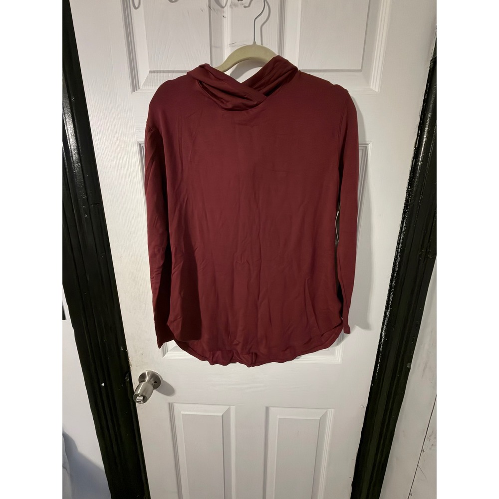 Amazon Essentials Womens Burgundy Long Sleeve Hooded Top Size Medium EcoVero